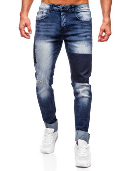 Granatowe spodnie jeansowe męskie slim fit Denley MP0144BS