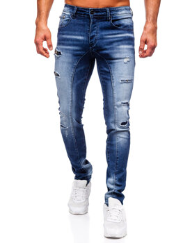 Granatowe spodnie jeansowe męskie slim fit Denley MP0159BS