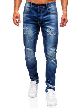 Granatowe spodnie jeansowe męskie slim fit Denley MP0170BS