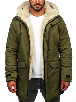 Khaki kurtka męska zimowa parka Denley 22M37