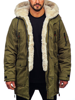 Khaki kurtka męska zimowa parka Denley 5M3123