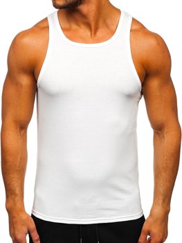 Koszulka tank top bez nadruku biała Denley 99003