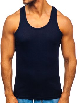 Koszulka tank top bez nadruku granatowa Denley NB001