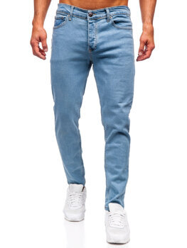 Niebieskie spodnie jeansowe męskie slim fit Denley 6480