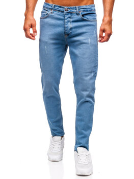 Niebieskie spodnie jeansowe męskie slim fit Denley 6487