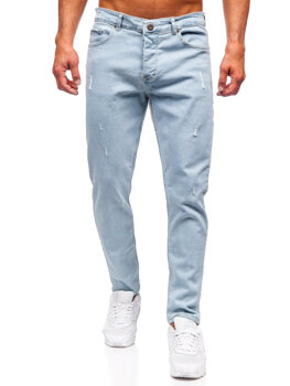 Niebieskie spodnie jeansowe męskie slim fit Denley 6561