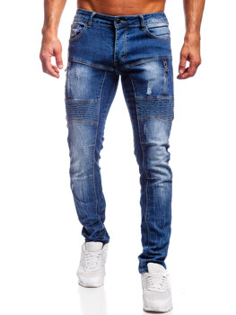 Niebieskie spodnie jeansowe męskie slim fit Denley MP0046B