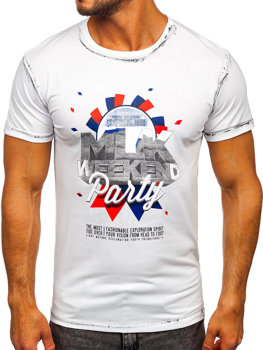 T-shirt męski z nadrukiem biały Denley s028